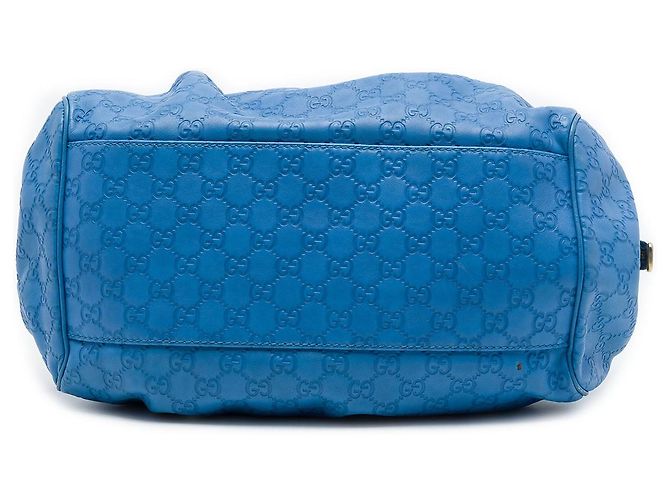 Borsa Satchel Gucci Guccissima Sukey Blu - vista 3