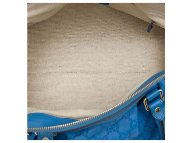 Borsa Satchel Gucci Guccissima Sukey Blu - vista 4