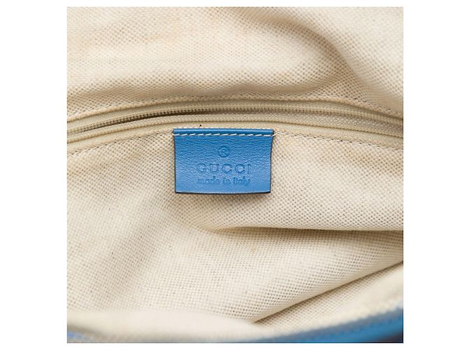 Borsa Satchel Gucci Guccissima Sukey Blu - vista 5