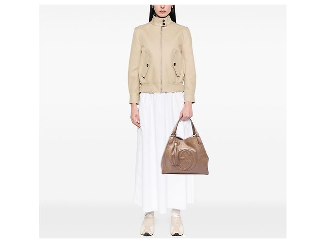Borsa Tote Gucci Soho Cellarius Medium in vernice marrone - vista 5
