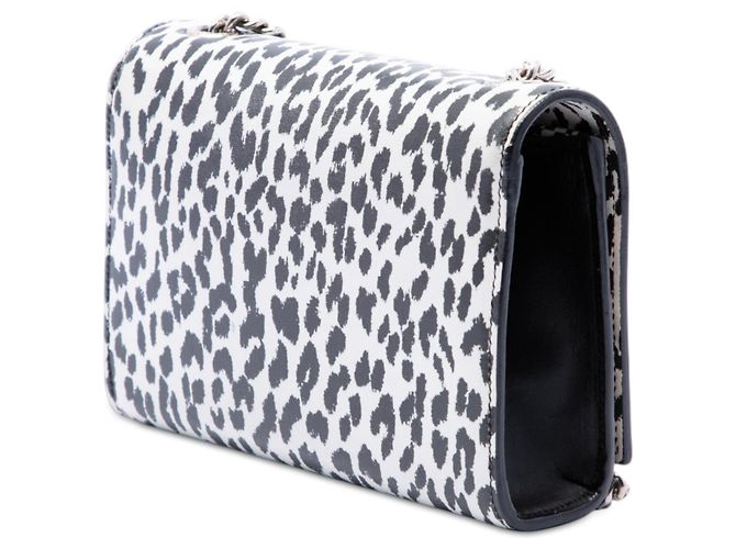 Borsa a tracolla Kate Small in pelle di vitello bianca con stampa leopardata e monogramma Saint Laurent Bianco - vista 2