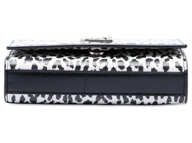 Borsa a tracolla Kate Small in pelle di vitello bianca con stampa leopardata e monogramma Saint Laurent Bianco - vista 3
