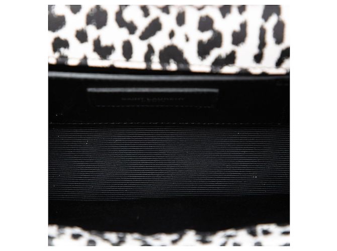 Borsa a tracolla Kate Small in pelle di vitello bianca con stampa leopardata e monogramma Saint Laurent Bianco - vista 4
