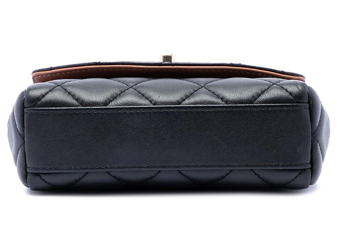 Borsa a tracolla Chanel Mini Quilted Lambskin Cocovado Ribbon Chain Flap Nera Nero - vista 3