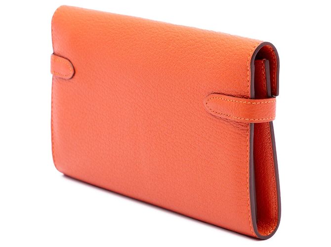 Carteira Longa Hermès Kelly em Chevre Mysore Orange Laranja - vista 2