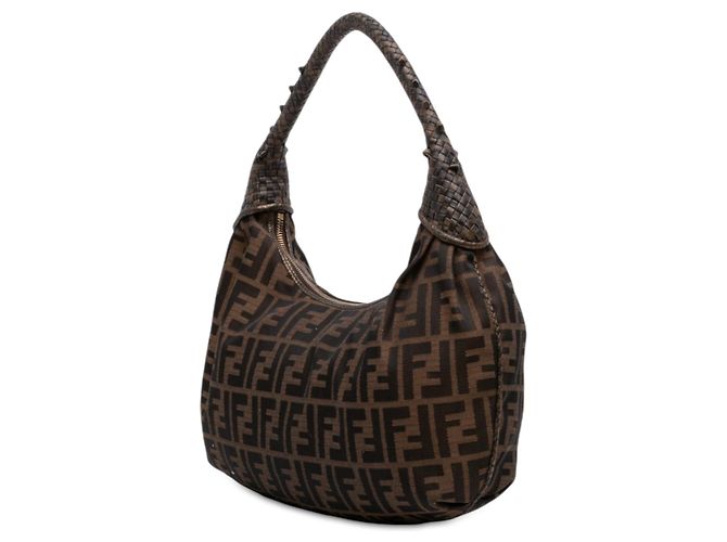 Borsa Hobo Fendi Zucca Canvas Spy Marrone - vista 2