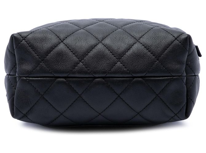Borsa Bowling Satchel Chanel Mini CC in Pelle di Agnello Matelassé Nera Nero - vista 3