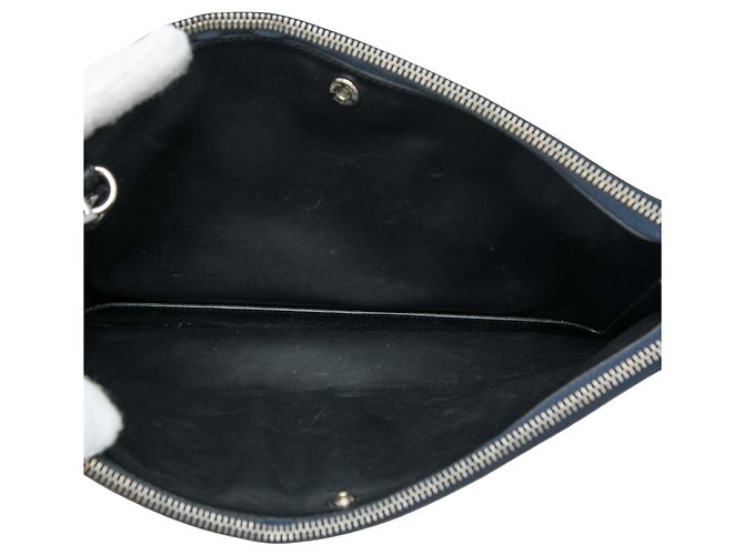 Clutch Double Flat in vitello con Anagramma impresso blu LOEWE - vista 4