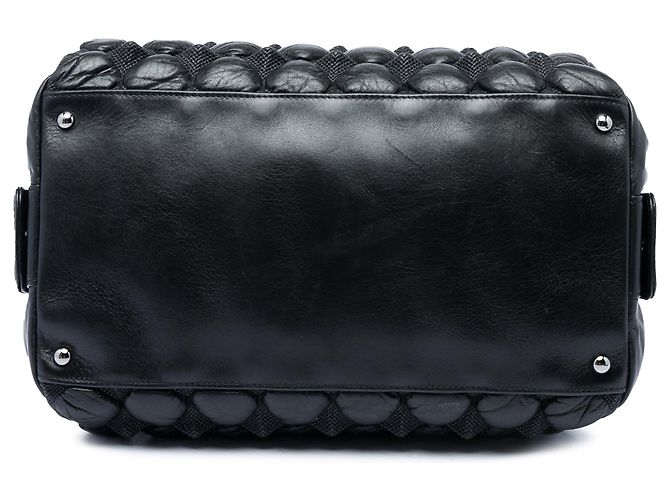 Borsa Bowling Chanel in pelle d'agnello matelassé bubble nera Nero - vista 3