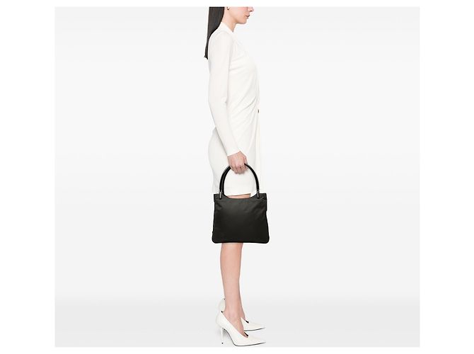 Tote Prada Tessuto Nera con Manici in Resina Nero - vista 6