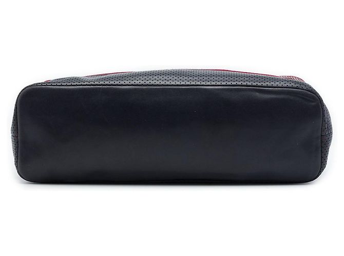 Borsa a tracolla espandibile Chanel in pelle di vitello traforata blu - vista 3