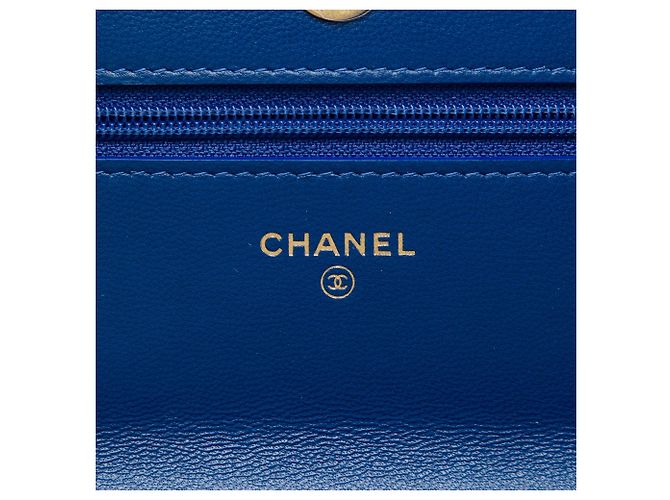 Bolsa Chanel 19 Wallet On Chain em pele de cordeiro acolchoada azul - vista 5