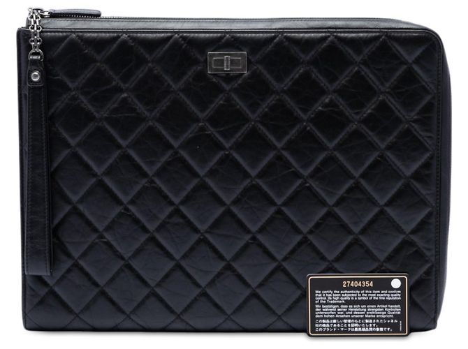 Black Chanel Large Aged Calfskin Reissue 2.55 Pouch with Handle Clutch Bag - view 7
