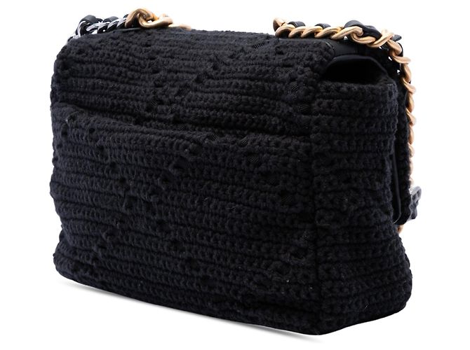 Borsa Chanel Medium Crochet 19 Flap Satchel Nera Nero - vista 2