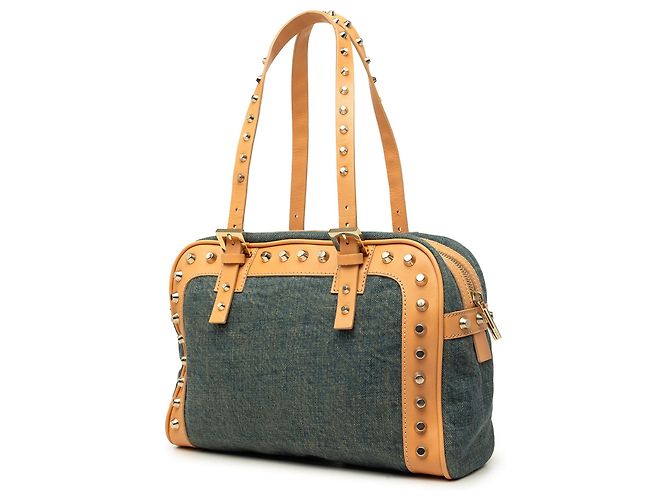 Borsa a tracolla in denim con borchie blu Fendi - vista 2
