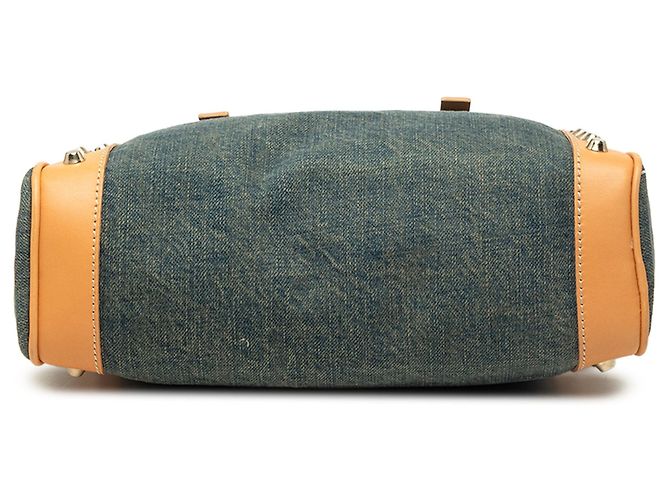 Borsa a tracolla in denim con borchie blu Fendi - vista 3