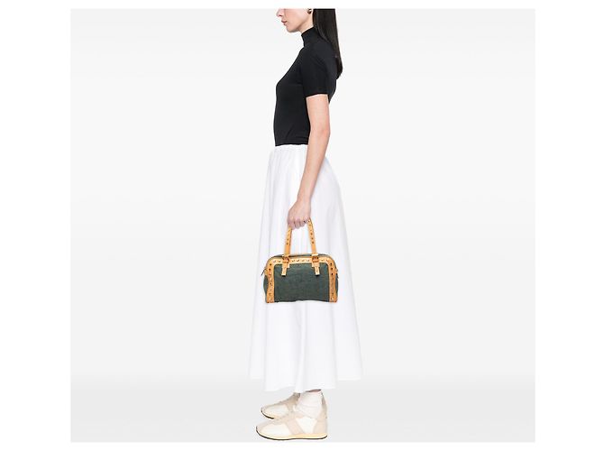 Borsa a tracolla in denim con borchie blu Fendi - vista 6