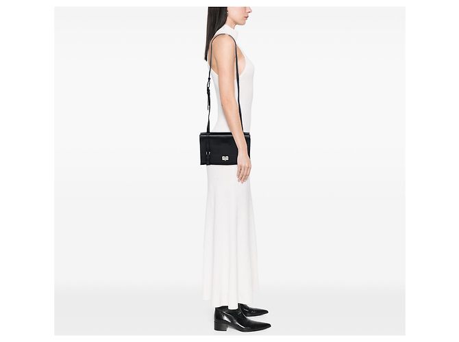 Double Borsa a tracolla Prada Lux Calf con patta doppia nera Nero - vista 6