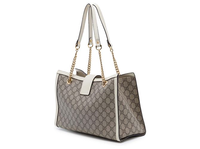 Padlock Tote Gucci Medium GG Supreme con Lucchetto Bianco - vista 2