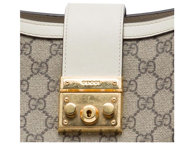 Padlock Tote Gucci Medium GG Supreme con Lucchetto Bianco - vista 6