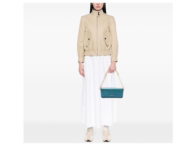 Borsa a tracolla Prada Saffiano Lux con catena blu - vista 6
