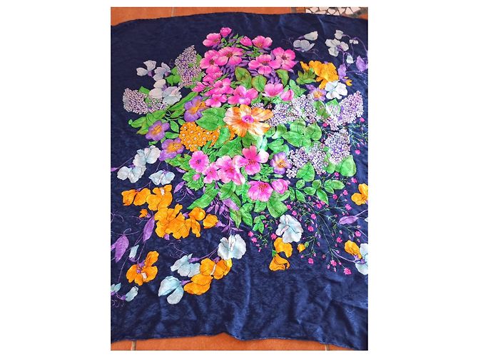 Foulard in seta Christian Dior stampa floreale Rosa Bianco Blu Verde Arancione Porpora Giallo - vista 2