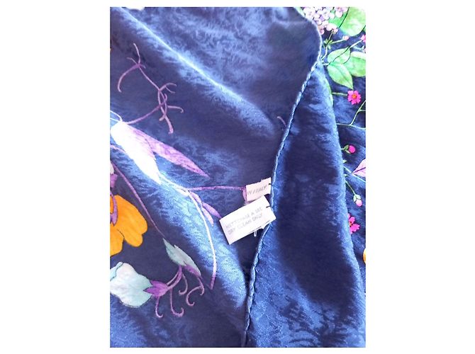 Foulard in seta Christian Dior stampa floreale Rosa Bianco Blu Verde Arancione Porpora Giallo - vista 4
