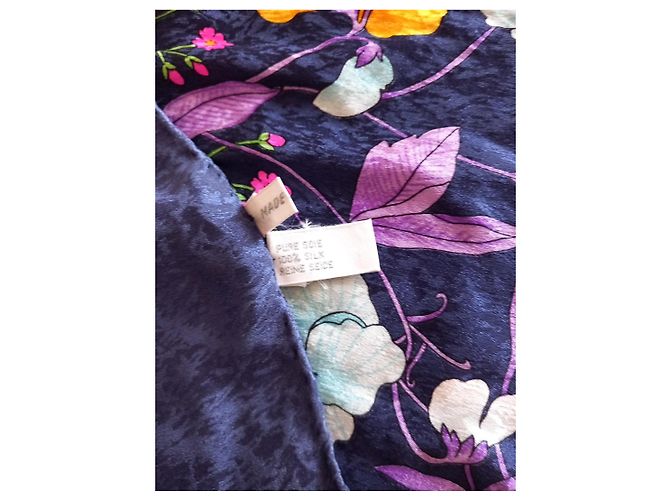 Foulard in seta Christian Dior stampa floreale Rosa Bianco Blu Verde Arancione Porpora Giallo - vista 5