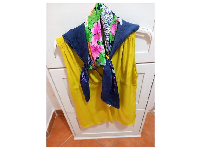 Foulard in seta Christian Dior stampa floreale Rosa Bianco Blu Verde Arancione Porpora Giallo - vista 8