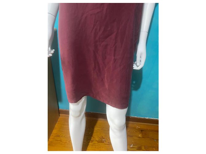 Vestido corto de seda burdeos Ikks - vista 2