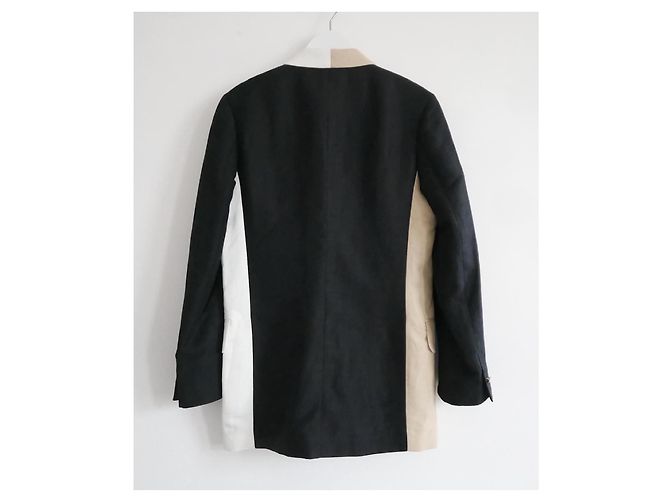 Petar Petrov Blazer Oversized de Lino Colourblock Negro Blanco Beige - vista 5