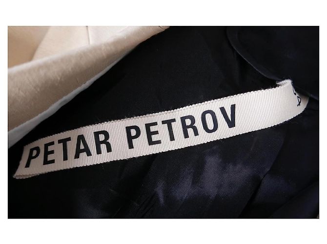 Petar Petrov Blazer Oversized de Lino Colourblock Negro Blanco Beige - vista 7