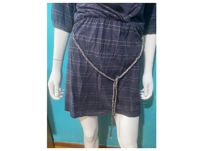 Sessun Abito estivo Sessùn blu navy a righe dorate Blu scuro - vista 2