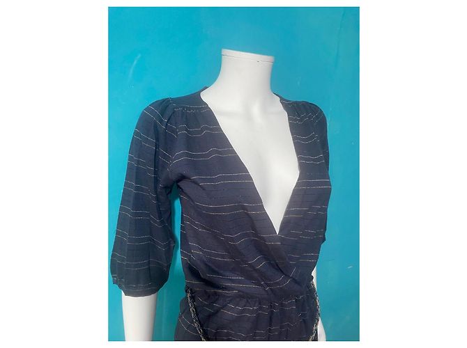 Sessun Abito estivo Sessùn blu navy a righe dorate Blu scuro - vista 3
