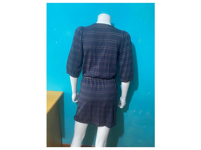 Sessun Abito estivo Sessùn blu navy a righe dorate Blu scuro - vista 5