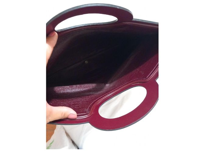 Borsa Christian Dior Monogram in tela bordeaux e marrone Bordò - vista 7