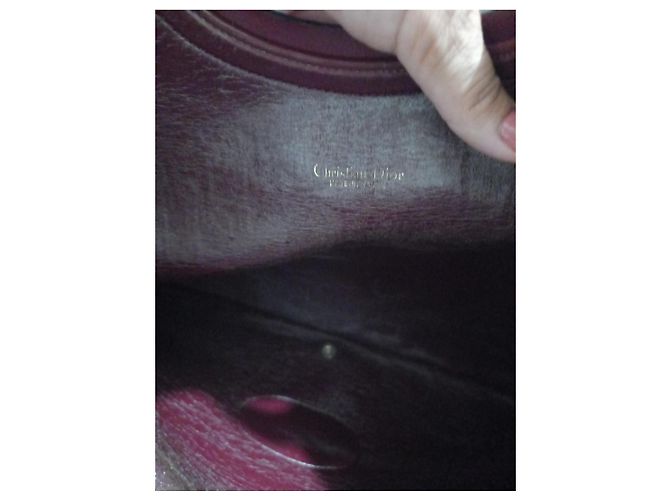 Borsa Christian Dior Monogram in tela bordeaux e marrone Bordò - vista 8