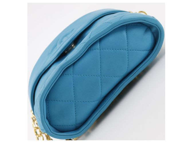 Borsa a tracolla Mini Chain Chanel Blu Turchese - vista 14