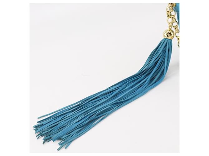 Borsa a tracolla Mini Chain Chanel Blu Turchese - vista 18