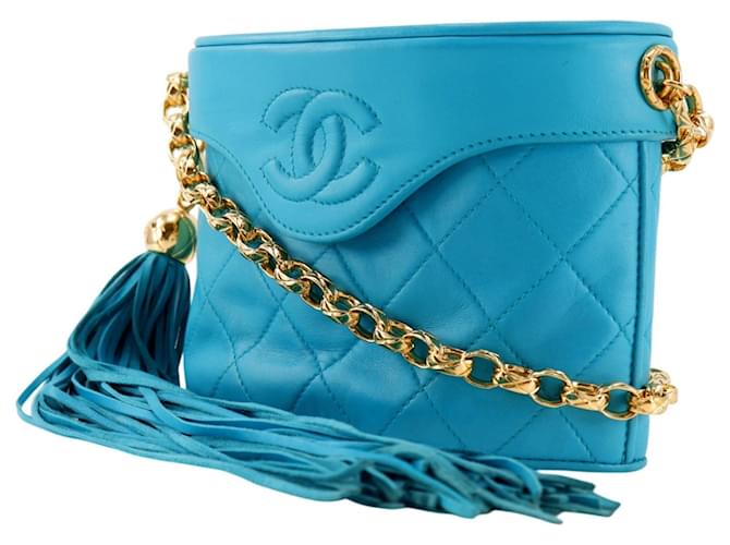 Borsa a tracolla Mini Chain Chanel Blu Turchese - vista 2