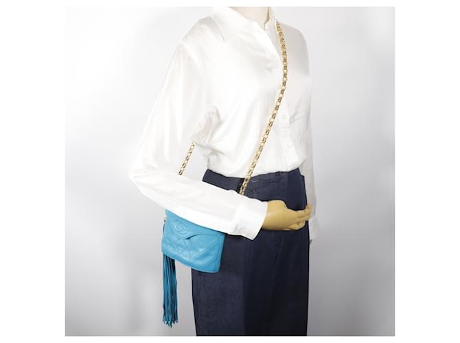 Borsa a tracolla Mini Chain Chanel Blu Turchese - vista 20