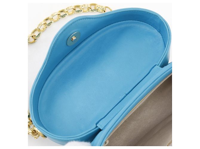 Borsa a tracolla Mini Chain Chanel Blu Turchese - vista 7
