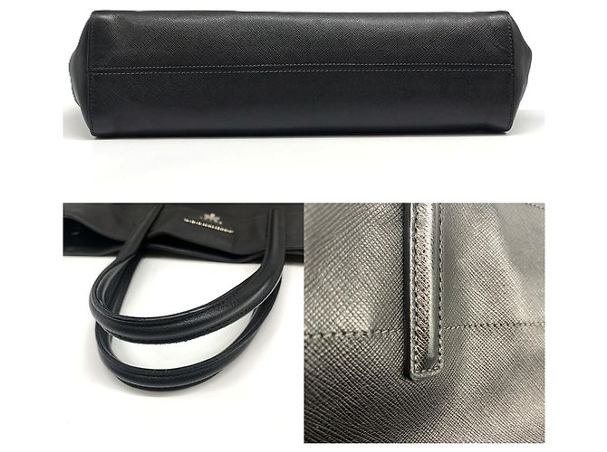 Borsa Tote Prada in pelle Saffiano nera Nero - vista 4