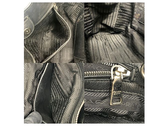 Borsa Tote Prada in pelle Saffiano nera Nero - vista 7
