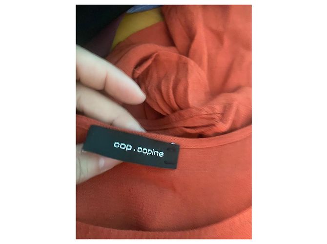Cop Copine Oranges Rüschen-Top aus Viskose - Ansicht 4