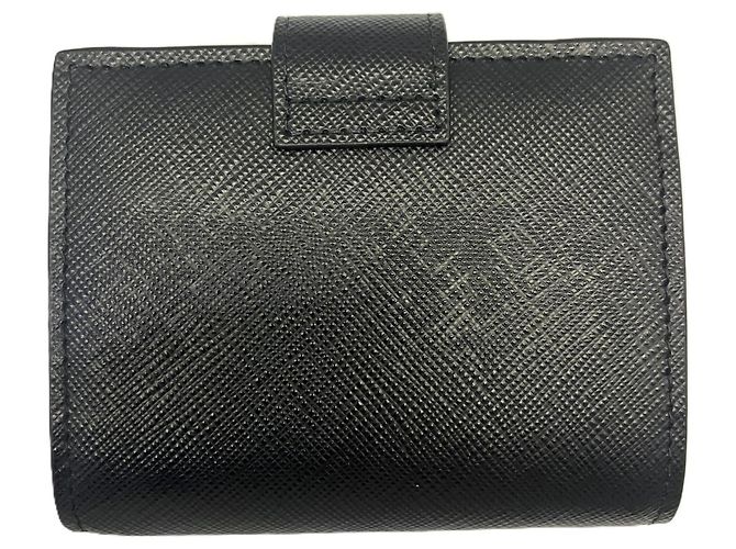 Prada Saffiano Tab Bi-fold Compact Wallet Black - view 2