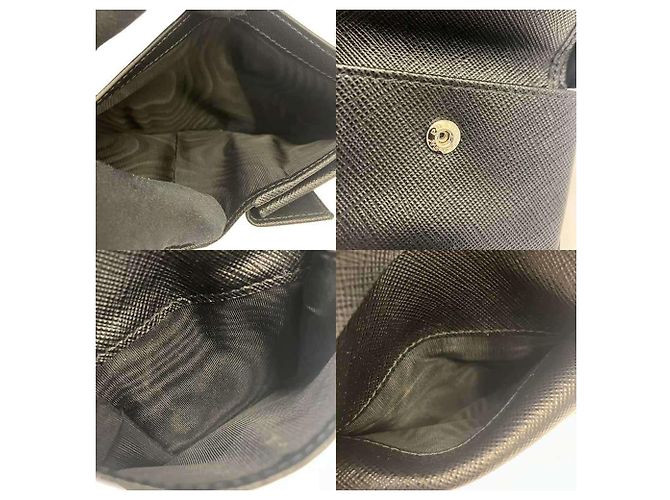 Prada Saffiano Tab Bi-fold Compact Wallet Black - view 6