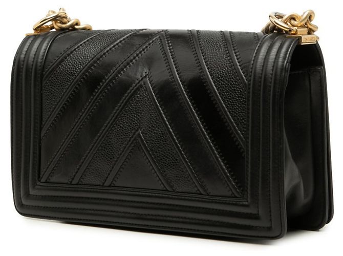 Borsa a tracolla Chanel Boy 25 V-Stitch Chevron Nero - vista 2