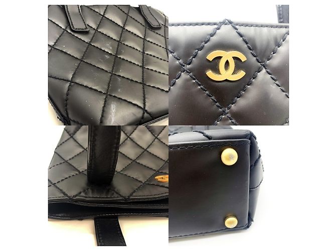 Borsa Tote Chanel Wild Stitch Coco Mark Nero - vista 5