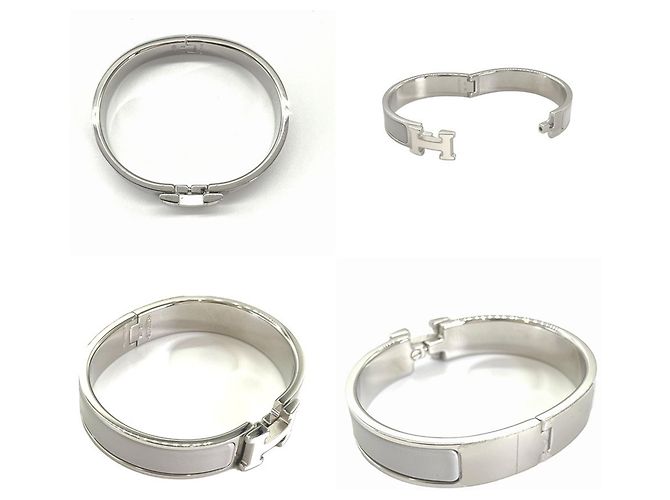Bracciale Hermès Click H in Grigio e Bianco Marrone - vista 2